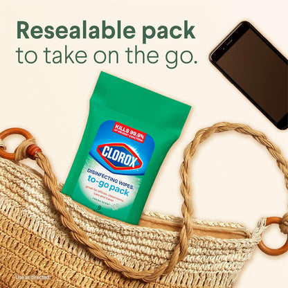 Disinfecting Cleaning Wipes To Go Pack, Bleach Free, Fresh Scent, 9 Count (Package May Vary)