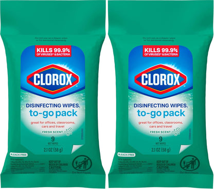 Disinfecting Cleaning Wipes To Go Pack, Bleach Free, Fresh Scent, 9 Count (Package May Vary)