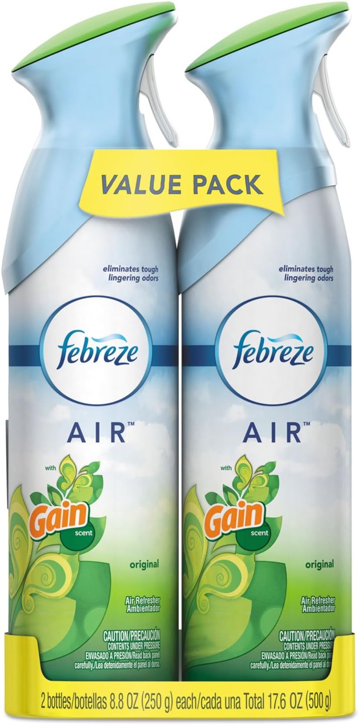 Air Mist Air Freshener Spray, Odor-Fighting Room Spray, Air Fresheners for Home and Bathroom and Kitchen, Aerosol Can, Linen & Sky Scent, 8.8oz (Pack of 2)