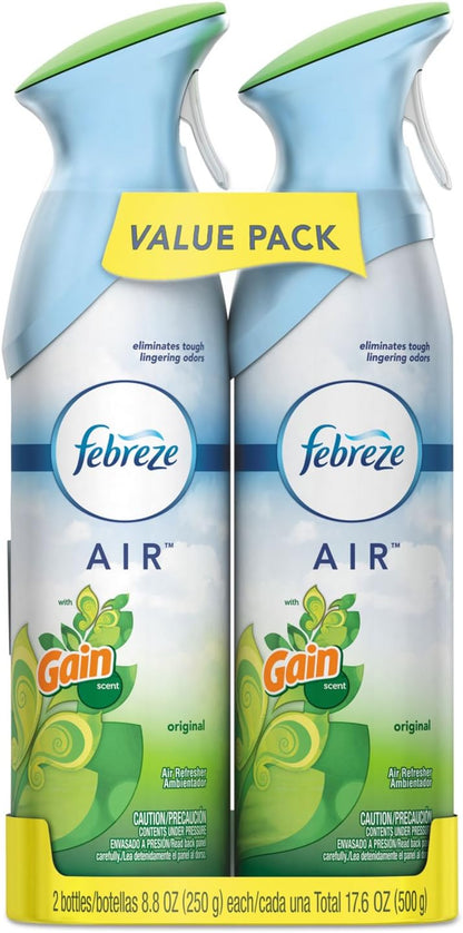 Air Mist Air Freshener Spray, Odor-Fighting Room Spray, Air Fresheners for Home and Bathroom and Kitchen, Aerosol Can, Linen & Sky Scent, 8.8oz (Pack of 2)