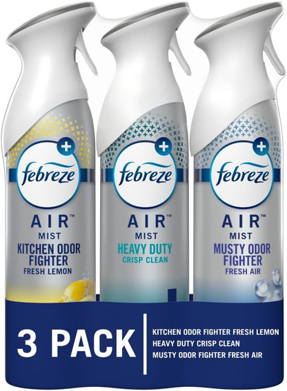 Air Mist Air Freshener Spray, Odor-Fighting Room Spray, Air Fresheners for Home and Bathroom and Kitchen, Aerosol Can, Linen & Sky Scent, 8.8oz (Pack of 2)