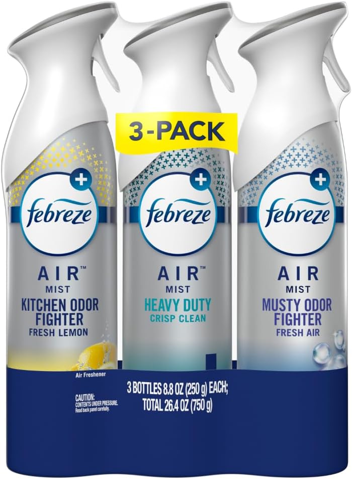 Air Mist Air Freshener Spray, Odor-Fighting Room Spray, Air Fresheners for Home and Bathroom and Kitchen, Aerosol Can, Linen & Sky Scent, 8.8oz (Pack of 2)