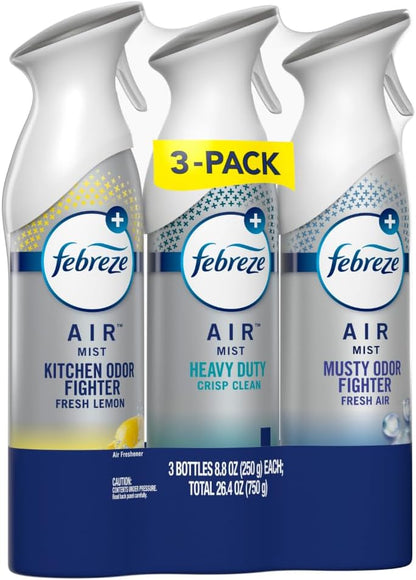 Air Mist Air Freshener Spray, Odor-Fighting Room Spray, Air Fresheners for Home and Bathroom and Kitchen, Aerosol Can, Linen & Sky Scent, 8.8oz (Pack of 2)