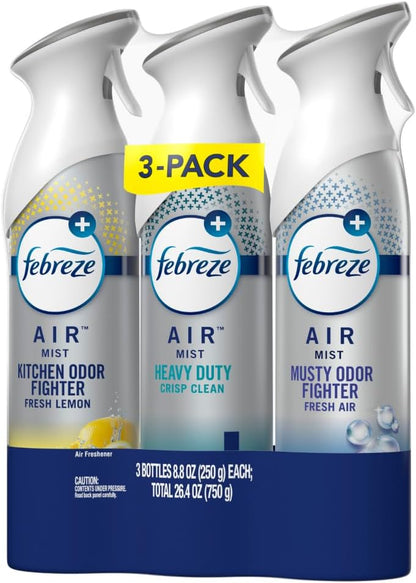 Air Mist Air Freshener Spray, Odor-Fighting Room Spray, Air Fresheners for Home and Bathroom and Kitchen, Aerosol Can, Linen & Sky Scent, 8.8oz (Pack of 2)