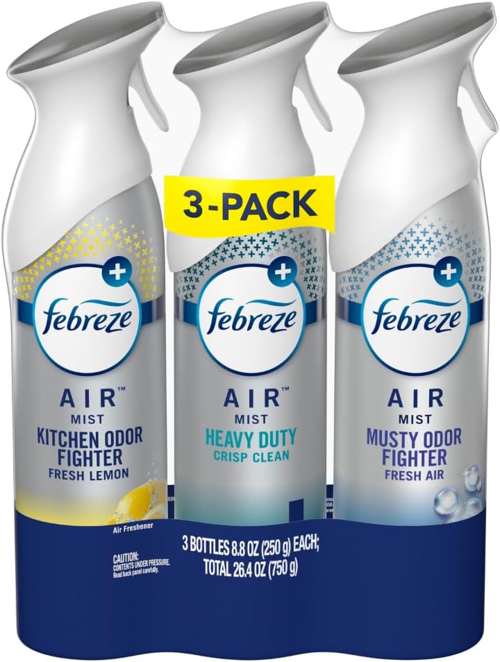 Air Mist Air Freshener Spray, Odor-Fighting Room Spray, Air Fresheners for Home and Bathroom and Kitchen, Aerosol Can, Linen & Sky Scent, 8.8oz (Pack of 2)