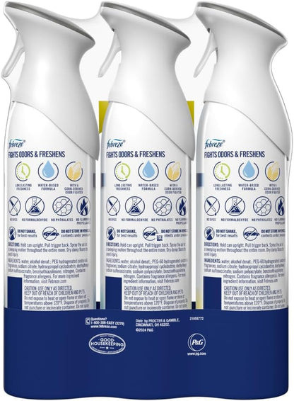 Air Mist Air Freshener Spray, Odor-Fighting Room Spray, Air Fresheners for Home and Bathroom and Kitchen, Aerosol Can, Linen & Sky Scent, 8.8oz (Pack of 2)