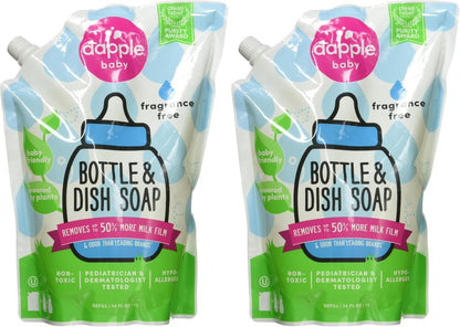 Dapple Refill Pack Baby Bottle and Dish Liquid, Fragrance Free, 33.8 Fluid Ounce