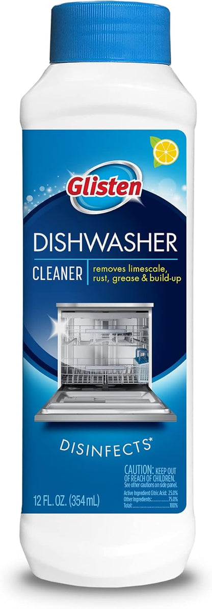 Dishwasher Cleaner, Removes Limescale, Rust, Buildup, and Grease, Lemon Scent, Made in the USA, 12 Ounce Bottle, 3-Pack