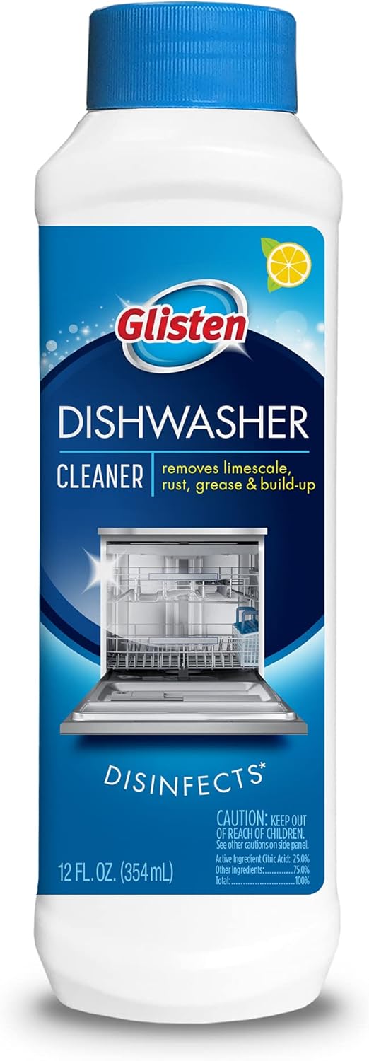 Dishwasher Cleaner, Removes Limescale, Rust, Buildup, and Grease, Lemon Scent, Made in the USA, 12 Ounce Bottle, 3-Pack