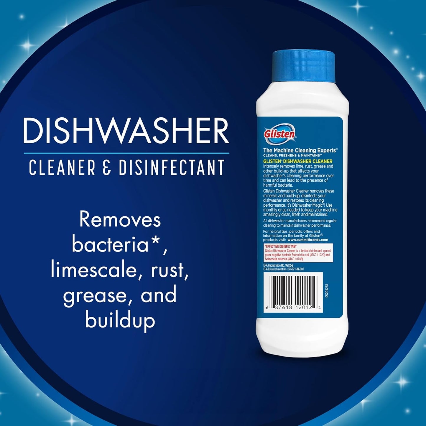Dishwasher Cleaner, Removes Limescale, Rust, Buildup, and Grease, Lemon Scent, Made in the USA, 12 Ounce Bottle, 3-Pack