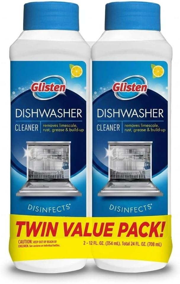Dishwasher Cleaner, Removes Limescale, Rust, Buildup, and Grease, Lemon Scent, Made in the USA, 12 Ounce Bottle, 3-Pack