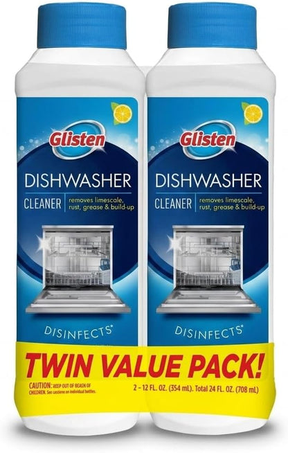 Dishwasher Cleaner, Removes Limescale, Rust, Buildup, and Grease, Lemon Scent, Made in the USA, 12 Ounce Bottle, 3-Pack