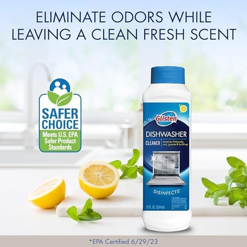 Dishwasher Cleaner, Removes Limescale, Rust, Buildup, and Grease, Lemon Scent, Made in the USA, 12 Ounce Bottle, 3-Pack