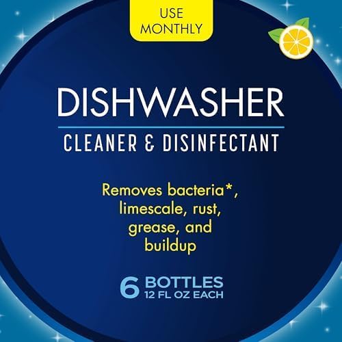 Dishwasher Cleaner, Removes Limescale, Rust, Buildup, and Grease, Lemon Scent, Made in the USA, 12 Ounce Bottle, 3-Pack