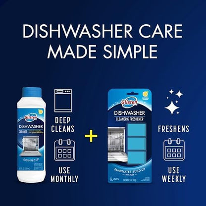 Dishwasher Cleaner, Removes Limescale, Rust, Buildup, and Grease, Lemon Scent, Made in the USA, 12 Ounce Bottle, 3-Pack