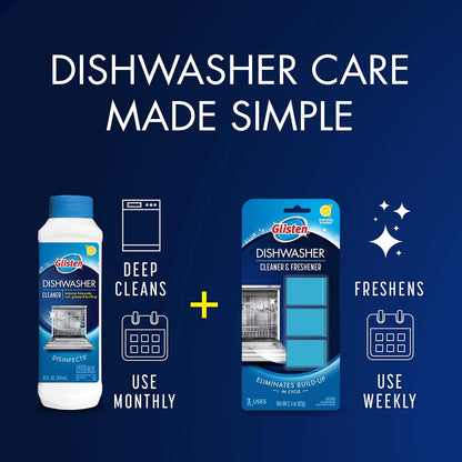 Dishwasher Cleaner, Removes Limescale, Rust, Buildup, and Grease, Lemon Scent, Made in the USA, 12 Ounce Bottle, 3-Pack