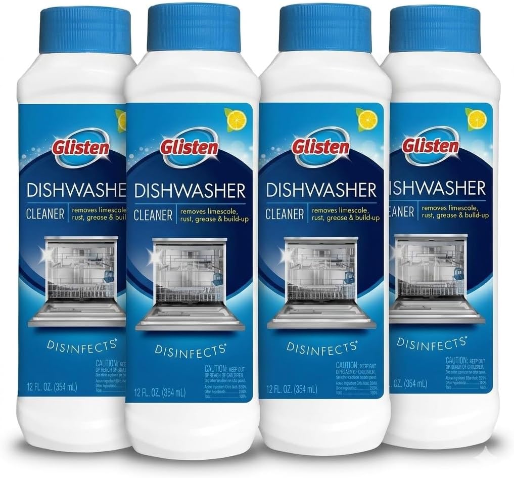 Dishwasher Cleaner, Removes Limescale, Rust, Buildup, and Grease, Lemon Scent, Made in the USA, 12 Ounce Bottle, 3-Pack