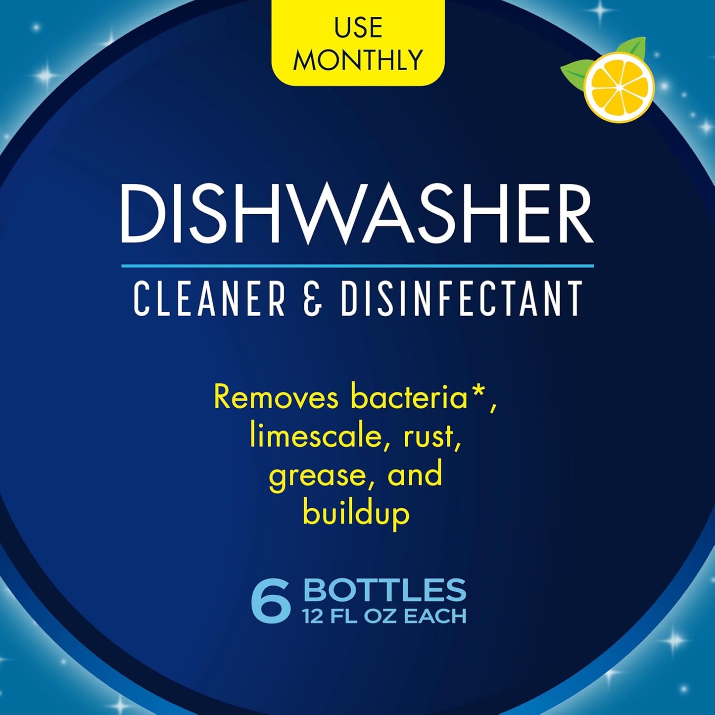 Dishwasher Cleaner, Removes Limescale, Rust, Buildup, and Grease, Lemon Scent, Made in the USA, 12 Ounce Bottle, 3-Pack