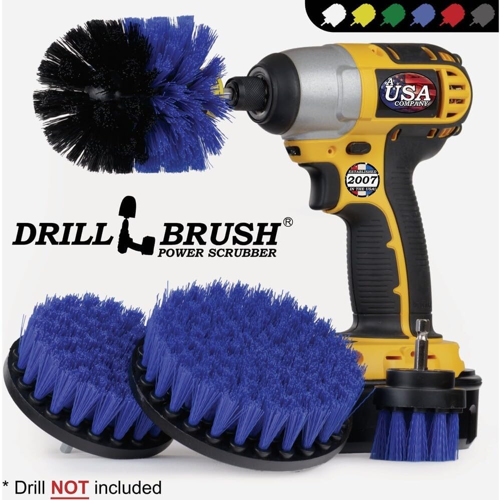 Nylon Drill Brush Attachment Set for Bathroom Cleaning - Power Scrubber Brush Kit for Bathtub, Shower, Tile, and Grout - All-Purpose Household Cleaning Brushes for Drill - Electric Grout Cleaner Kit