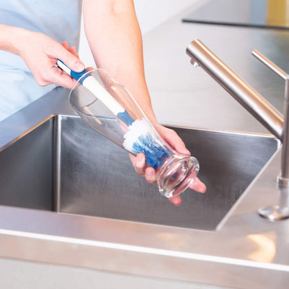 Unger Sink and Dish Scrub Brush, Kitchen Washing Scrubber for Hard-to-Reach Corners, Small Cleaning Supplies, Non-Scratch Bristles, Glassware, Pots, Pans, Tumblers, Drains, and Disposals