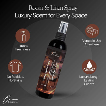 Lapew Room & Linen Spray | Fragrance Mist for Home, Car & Office | Fabric & Air Freshener | Neutralizing Mist | Made in USA | Cozy Cinnamon & Apple - Colors A