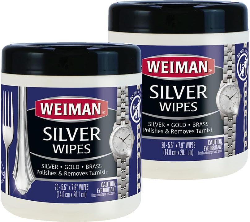 Weiman Jewelry Polish Cleaner, Tarnish Remover Wipes - 20 Count - Use on Silver Jewelry Antique Silver Gold Brass Copper and Aluminum