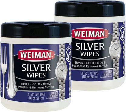 Weiman Jewelry Polish Cleaner, Tarnish Remover Wipes - 20 Count - Use on Silver Jewelry Antique Silver Gold Brass Copper and Aluminum