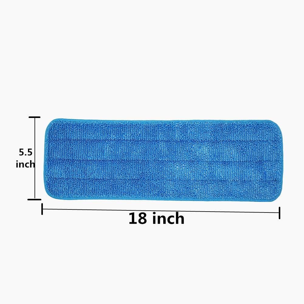 Microfiber Mop Pad 18" Inch for Wet Dry Mops Floor Cleaning Pads Reusable Compatible with Bona Floor Care System (6 Pack)