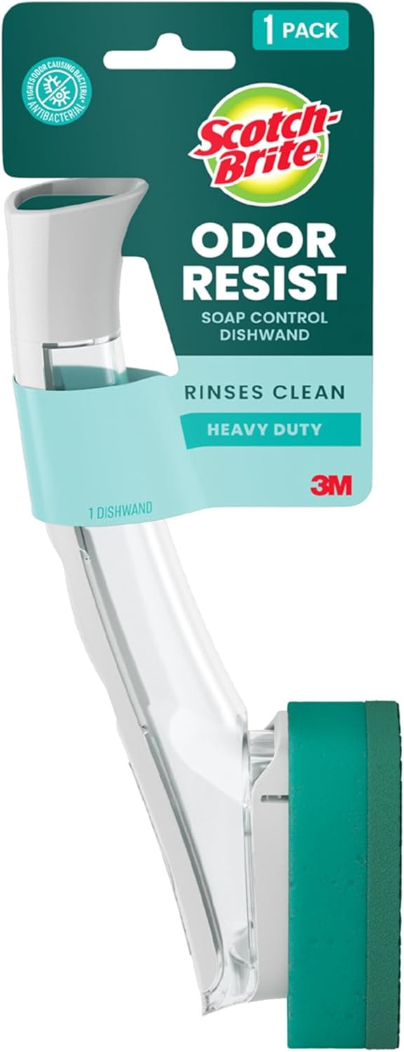 Scotch-Brite Heavy Duty Advanced Soap Control Dishwand Kit, Includes 1 Wand & 5 Refill Pads, Control Soap With A Button, Keep Your Hands Out Of Dirty Water