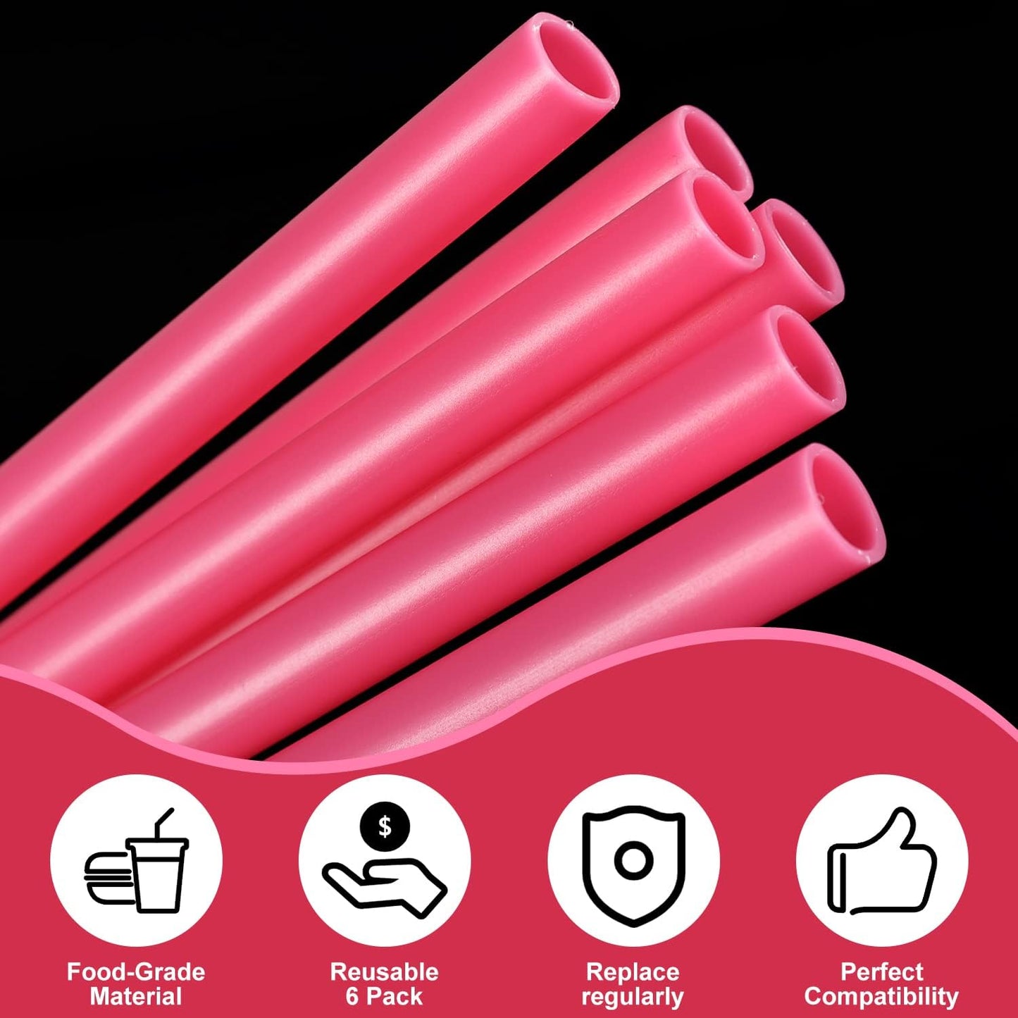 6pcs Replacement Straws for Owala Freesip 24/32oz, Reusable Plastic Straws with Cleaning Brush Tumbler Accessories Parts for Owala Flip 24/32oz Stainless Steel Insulated Water Bottle