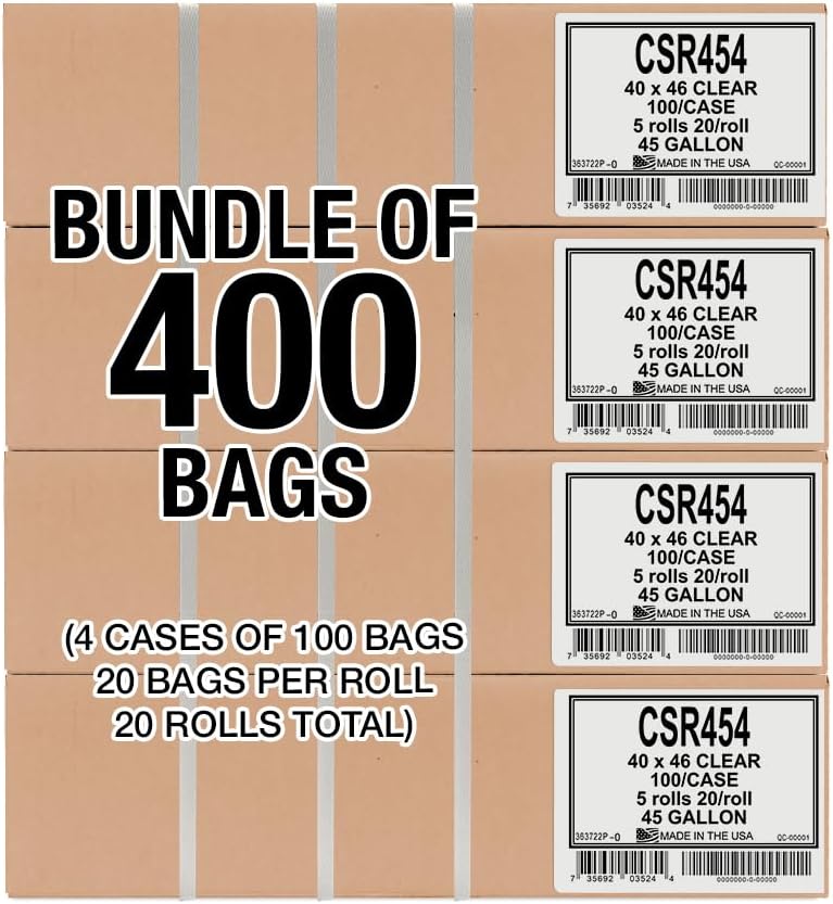 Aluf Plastics 33 Gallon Clear Trash Bags - 33" x 39" - 1.5 MIL (eq) - CSR Series - Heavy Duty Industrial Liners Clear Garbage Bags for Recycling, Contractors, Storage, Outdoor, 1 Count (Pack of 100)