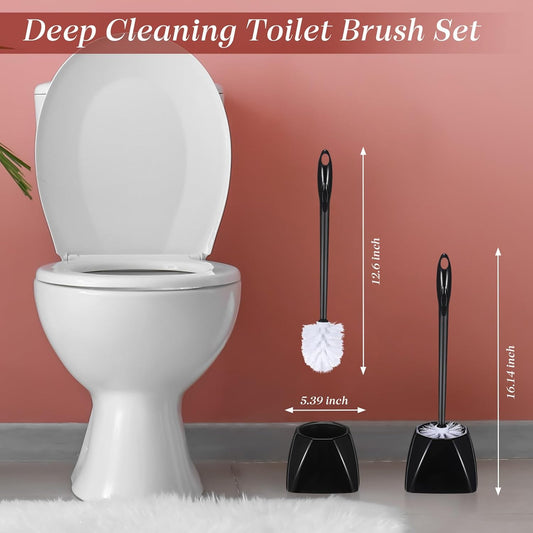 FoldTier 15 Sets Toilet Holder and Brush Set 16.14 Inch Toilet Bowl Cleaner Brush with Caddy Bathroom Scrub Plastic Scrubber with Long Handle for Bathroom Cleaning, Easy to Assemble (White)