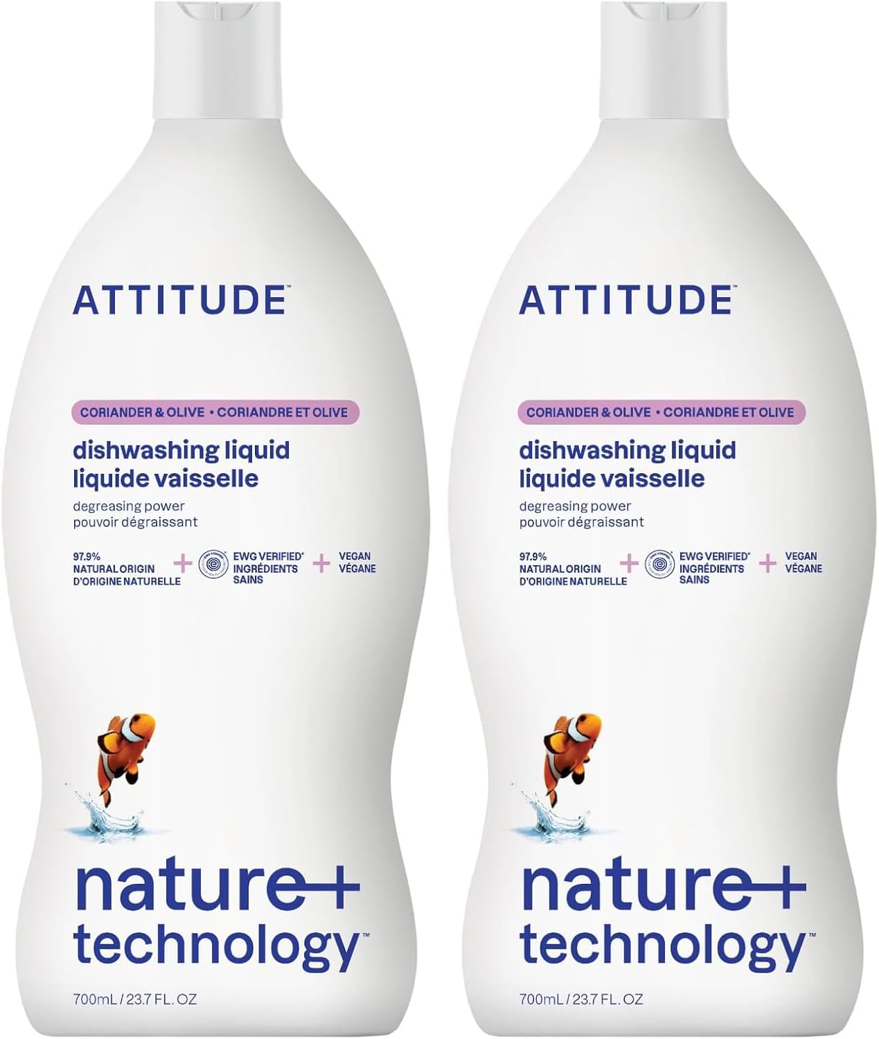 ATTITUDE Dish Soap Refill, EWG Verified, Plant-Based & Vegan Dishwashing Liquid, Naturally Derived, Citrus Zest Scent, 67.6 Fl Oz