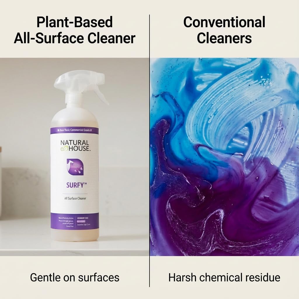 Enzyme All-Purpose Cleaner Spray - Natural House Surfy - Probiotic Multi-Surface Formula - Plant-Based, Septic Safe - Lavender Sage Scent - 32 oz