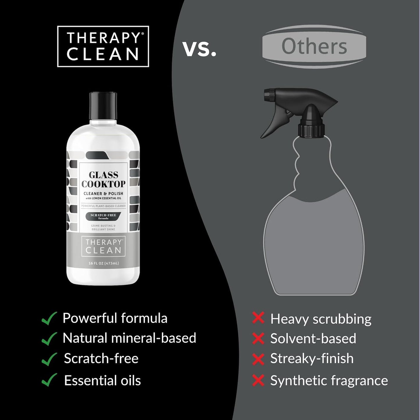 Therapy Glass Cooktop Cleaner Bundle with Microfiber Cloth - Glass Stove Top Cleaner and Polish for Ceramic, Electric, Induction and Flat Top Surfaces