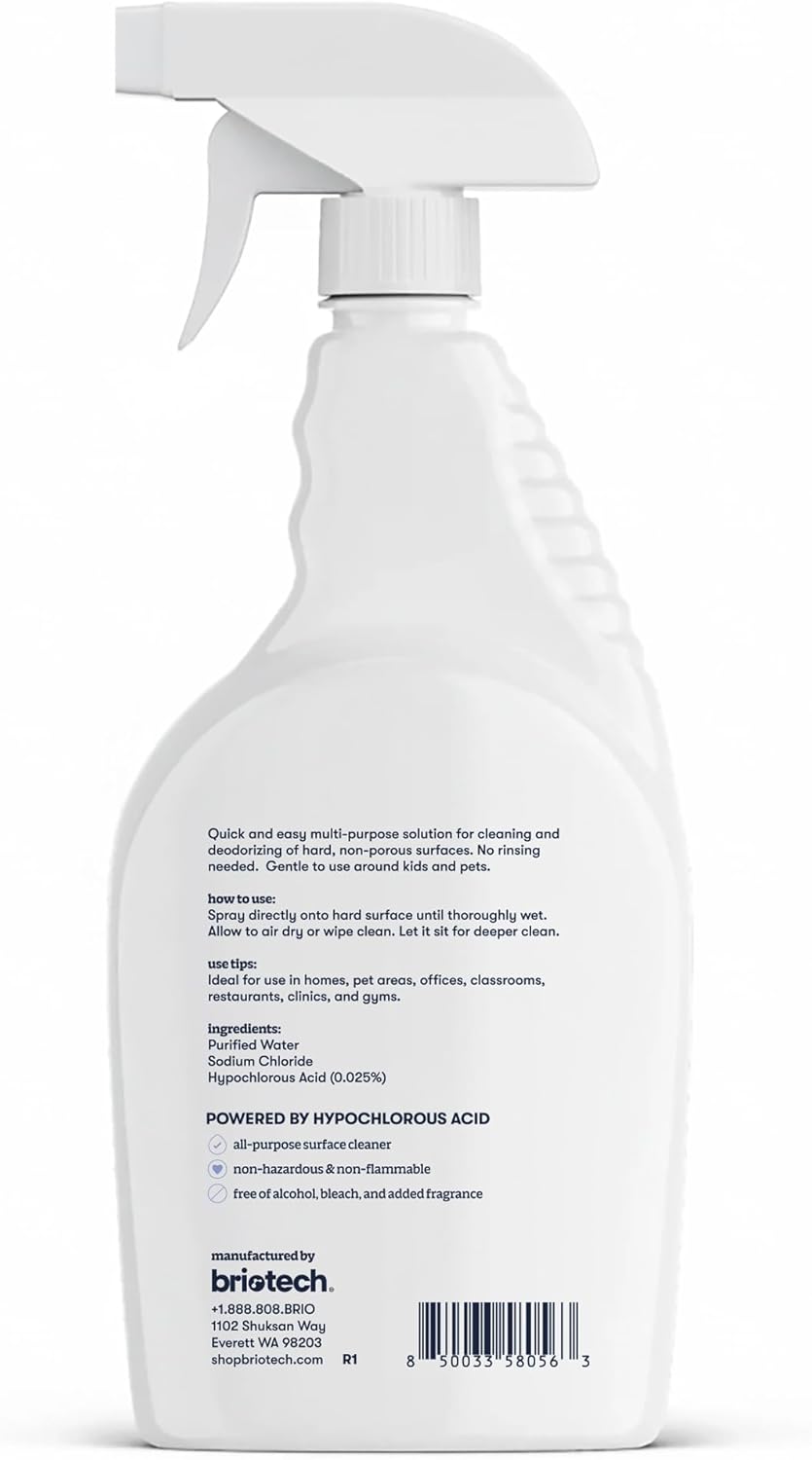 BRIOTECH Extra Strength HOCl Cleaner, 500 PPM Hypochlorous Acid Concentrate, ULV Foggers & Humidifiers, Professional Deodorizer for Dental, Offices, Schools, Homes, Peroxide Free, 32 fl oz