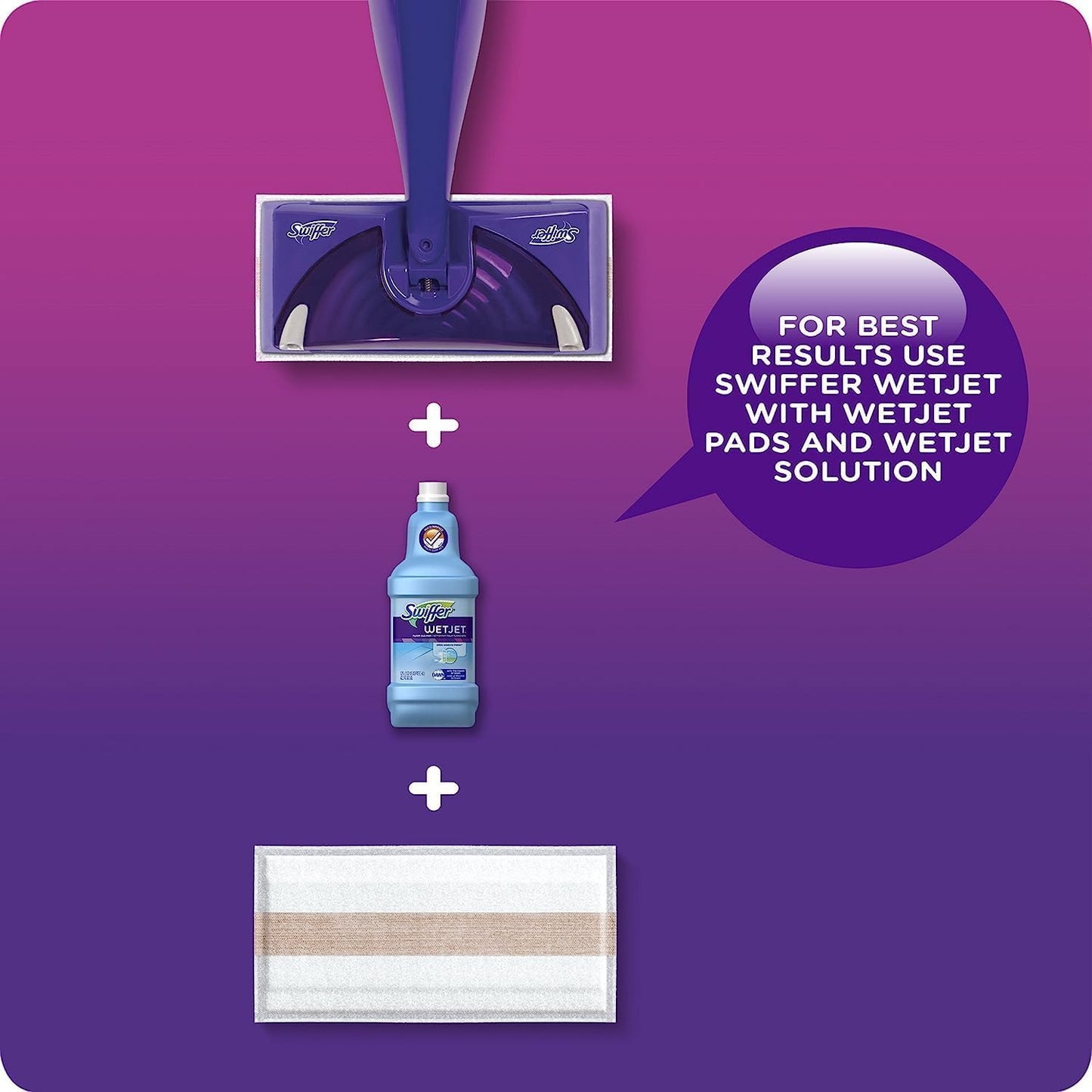 Swiffer WetJet Multi-Purpose and Hardwood Liquid Floor Cleaner Solution Refill, with Gain Scent, 42.2 fl oz each, (Pack of 2)