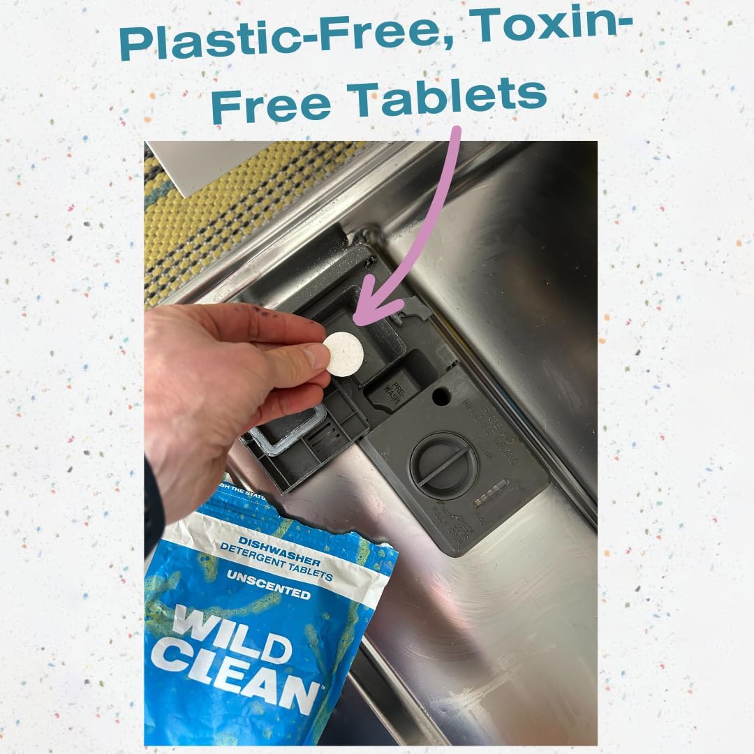 | Dishwasher Detergent Tablets | Unscented Plastic-Free & Eco Friendly Alternative to Liquid Pods - Natural, Sustainable| 30 Pack