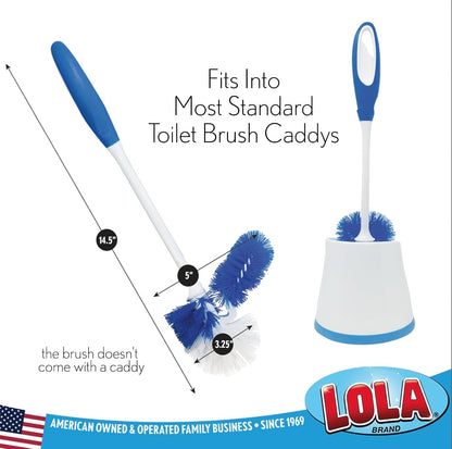 Toilet Brush and Holder Set, By LOLA, 2 Pack, Classic Version, Durable Bristles for Deep Cleaning, w/Compact Space Saving Storage Holder