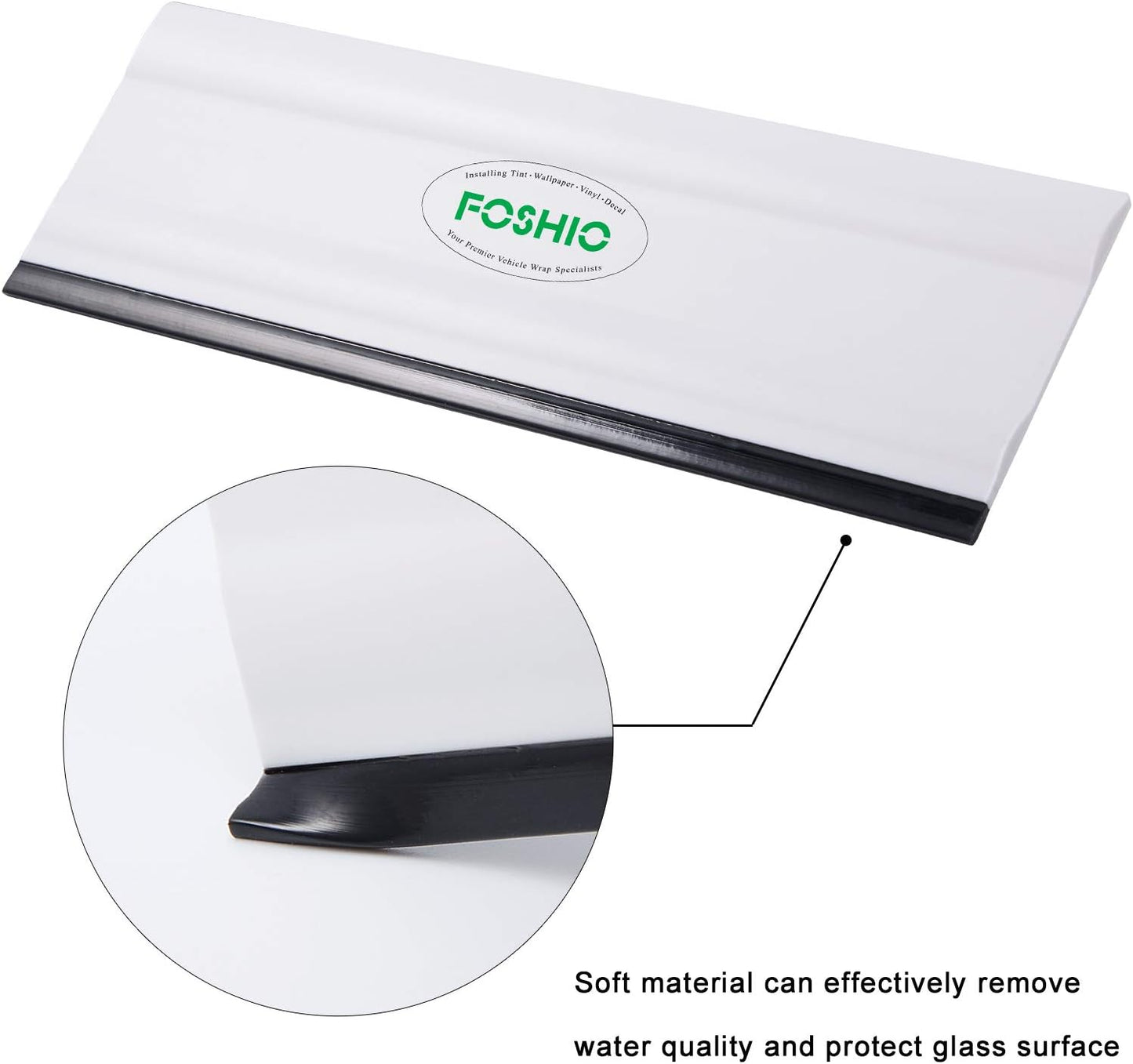 FOSHIO 6 Inch Rubber Squeegee for Kitchens, Glass, Shower and Car Windows, Pack of 3 (White)