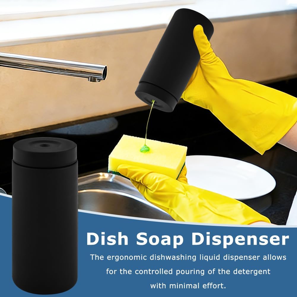 Dishwashing Soap Dispenser, Dish Detergent Dispenser, Dishwashing Liquid Dis-penser, Dish Soap Silicone Squeeze Bottle for Kitchen and Bathroom(Color:Black)