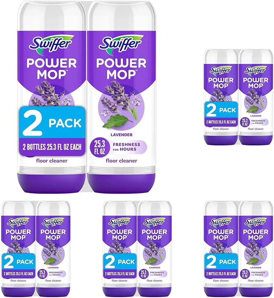 Swiffer Power Mop Refill Solution, Floor Cleaner for Mopping Tile, Vinyl, Laminate, Wood in Home, Bathroom, Kitchen, All Purpose Multi-Surface Solution for Floor Cleaning, Lavender Scent, 50.6oz