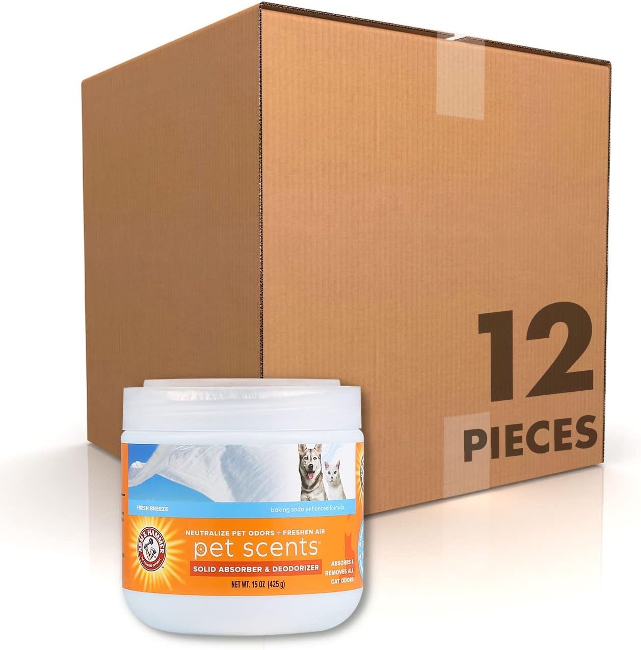 Arm & Hammer Pet Scents Gel Odor Eliminator, Baking Soda Deodorizer for Pet Rooms, Litter Box Areas, and Indoor Spaces, Long-Lasting Solid Gel Format, Fresh Breeze Scent, 15 Oz