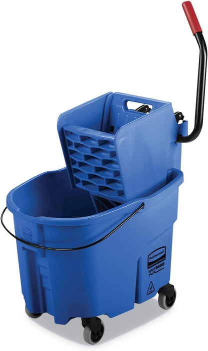 Rubbermaid FG758888BLUE WaveBrake 2.0 Bucket/Wringer Combos, Side-Press, 35 qt, Plastic, Blue (RCPFG758888BLUE)