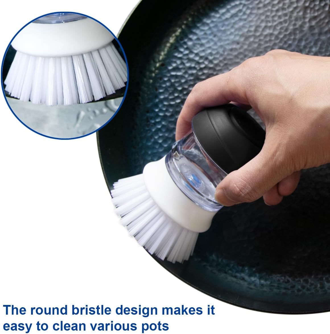 CELOX Dish Scrubber with Handle Kitchen Scrub Brushes for Cleaning Sink, Pot