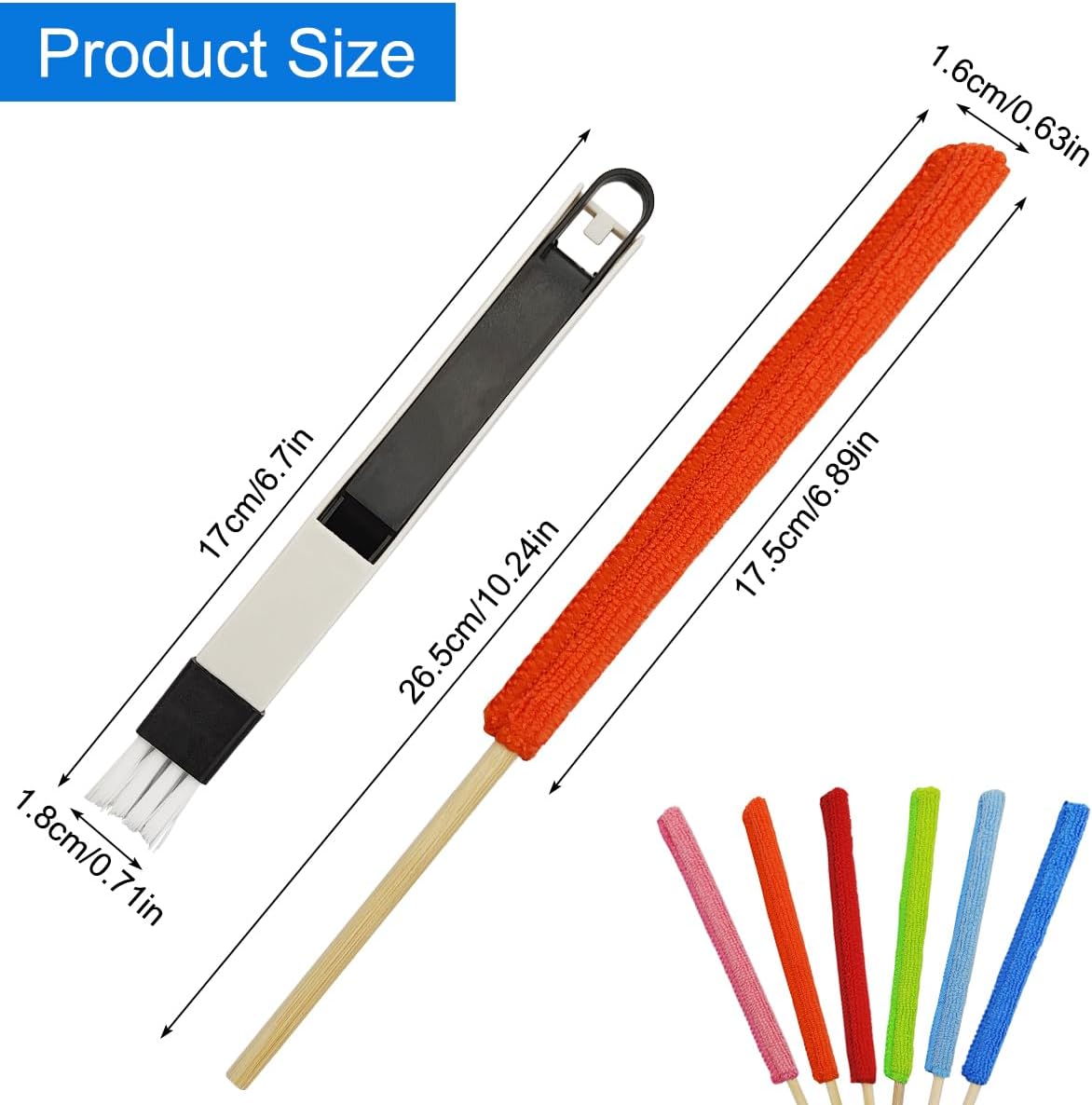 12 Pcs Microfiber Detail Duster Sticks, Mini Duster Crevice Cleaning Tool Car Air Vent Cleaner Fan Cleaning Brush for Cleaning Home Car Window Blind, Gap Dust Cleaner, Multicolors