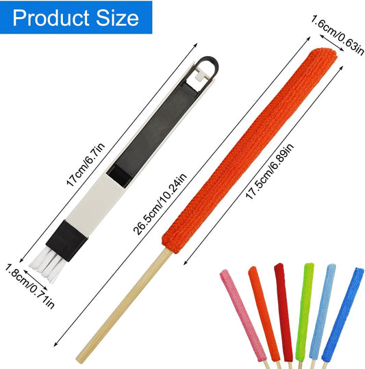 12 Pcs Microfiber Detail Duster Sticks, Mini Duster Crevice Cleaning Tool Car Air Vent Cleaner Fan Cleaning Brush for Cleaning Home Car Window Blind, Gap Dust Cleaner, Multicolors