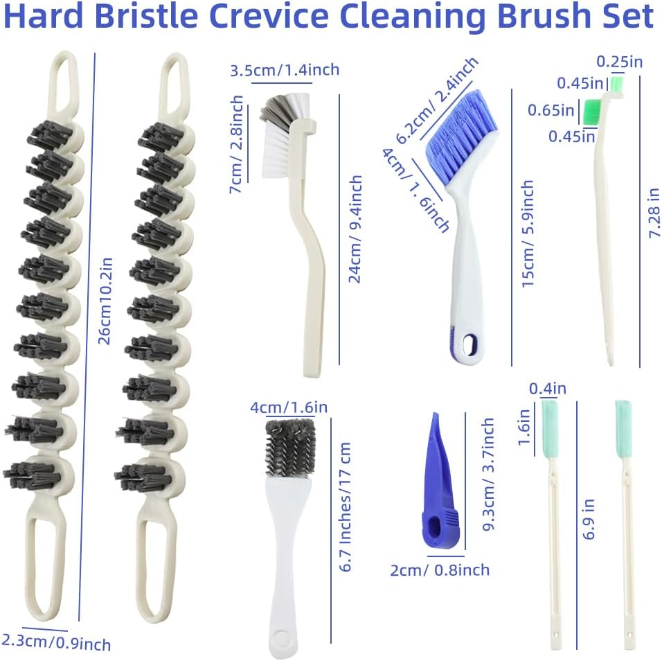 8 PCS Curved Crevice Cleaning Brush, Flexible Sink Faucet Cleaning Brush, Hard Bristle Scrub Brush for Grout, Small Scrub Brush for Cleaning Sink Scrub Brush, Window Track Gas Stove Corner Grout