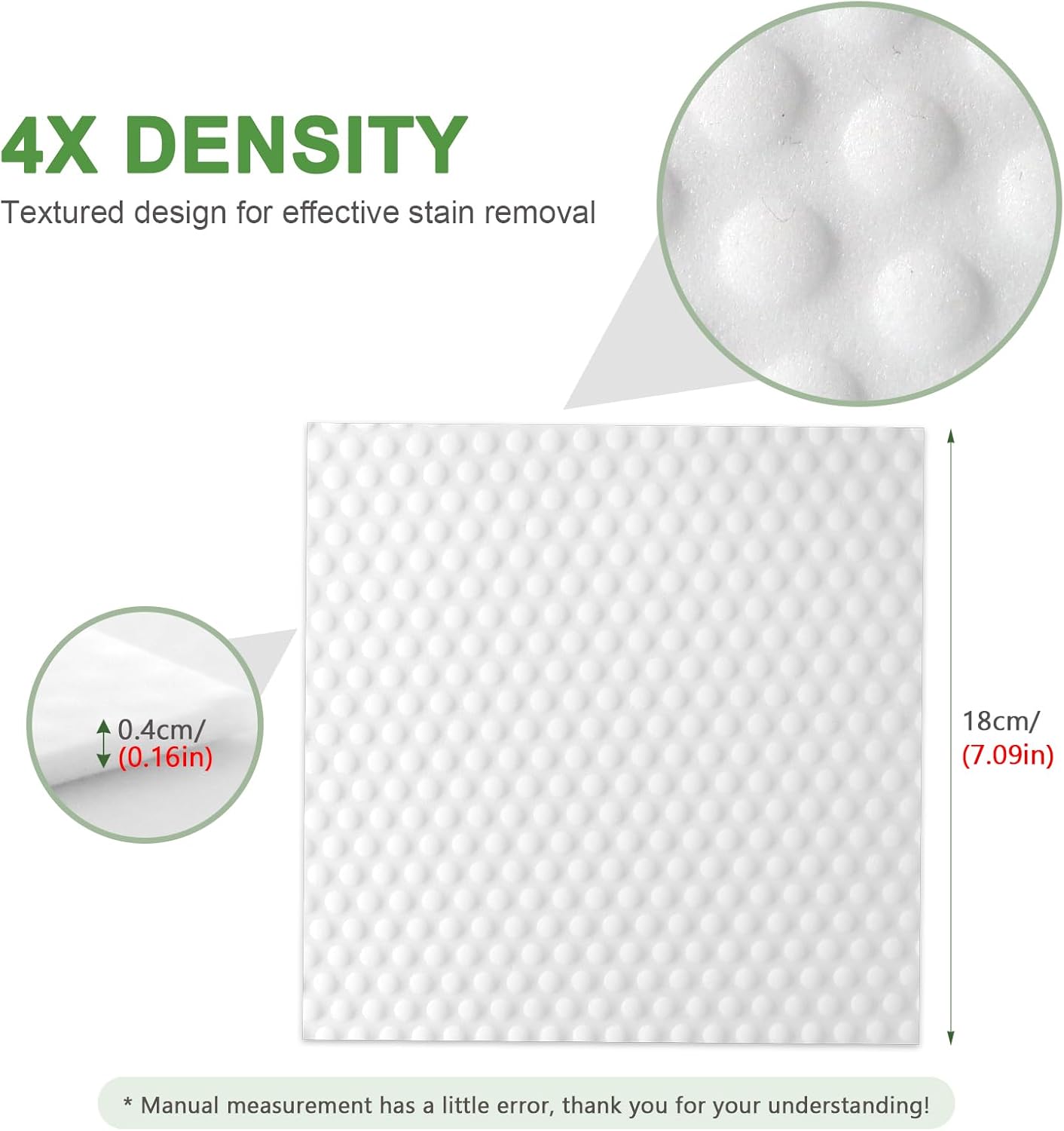 20 Pack Magic Eraser Sheets, 4X High Density Melamine Sponge Scrubber with Textured Dots, Thin Flexible Cleaning Pads for Faucets, Kitchen, Shoes & Tight Spaces (7x7 inch)