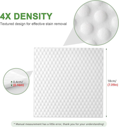 20 Pack Magic Eraser Sheets, 4X High Density Melamine Sponge Scrubber with Textured Dots, Thin Flexible Cleaning Pads for Faucets, Kitchen, Shoes & Tight Spaces (7x7 inch)